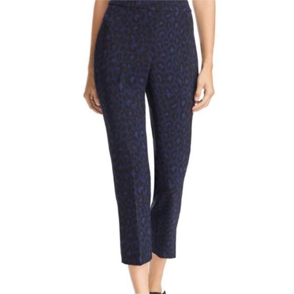 kate spade 16 Wild Ones Navy Blue Black Leopard Print Ankle Cropped Slacks - Picture 3 of 14